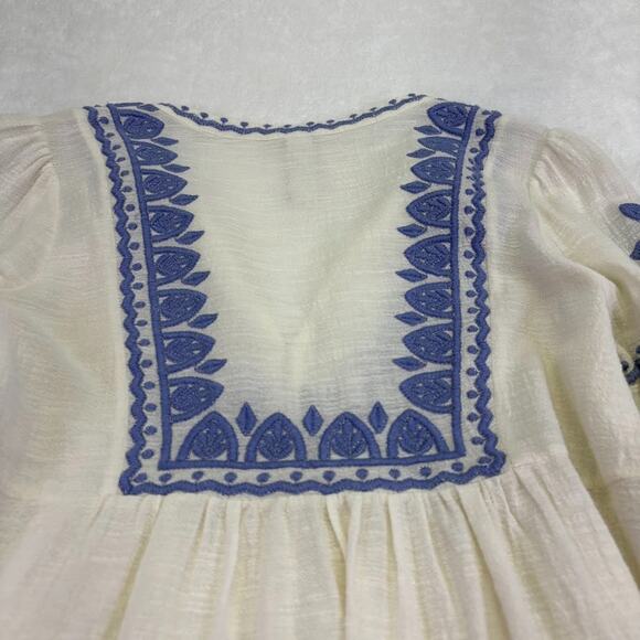 SCARLETT POPPIES Naxos Emroidered Balloon Sleeve Bohemiam Top Blouse Size XS - Picture 12 of 13